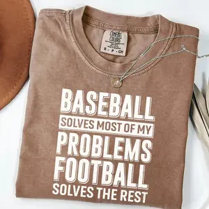 Comfort Colors Baseball Football Shirt, Sports Dad Tee, Trending Father's Day, Men's Graphic Tees, Casual Outfit, Comfortable Menswear, Perfect Gift For Men, May18