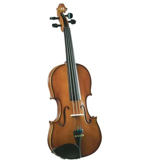 Saga SV-130 0.5 Size 4-String Cremona Novice Violin Outfit - Ebony Fingerboard, Hand Carved Solid Spruce Top, Maple Body, 4 Built-In Fine Tuners, Inlaid Purfling, Opaque Warm Brown, VP-202 Bridge, VP-61 Alloy Components, 4 Strings