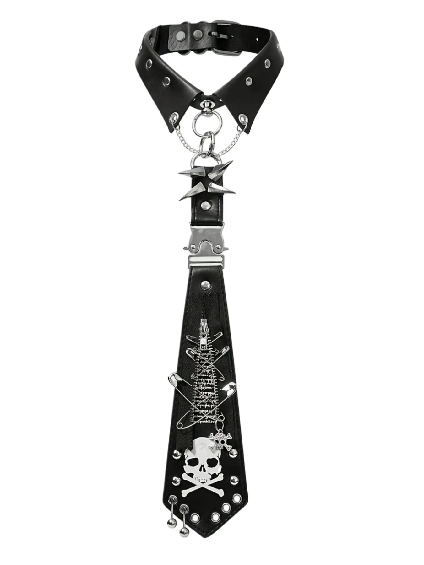 2026 New Y2K Punk Skull Bolo Tie, Edgy Gothic Style with Studs and Zipper, Unisex Adjustable Versatile Fashion Accessory, Perfect for Streetwear, Parties, Halloween, Stylish Tie Design