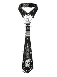 2026 New Y2K Punk Skull Tie, Edgy Gothic Style with Studs and Zipper, Unisex Adjustable Versatile Fashion Accessory, Perfect for Streetwear, Parties, Halloween