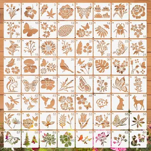 64Pcs Stencils for Painting on Wood, Reusable Stencil Crafts Drawing Templates, 3 Inch Stencil for Craft Ornament, Wall Paper Stencil Set for DIY Art Rock Wall Canvas Scrapbook Home Decor