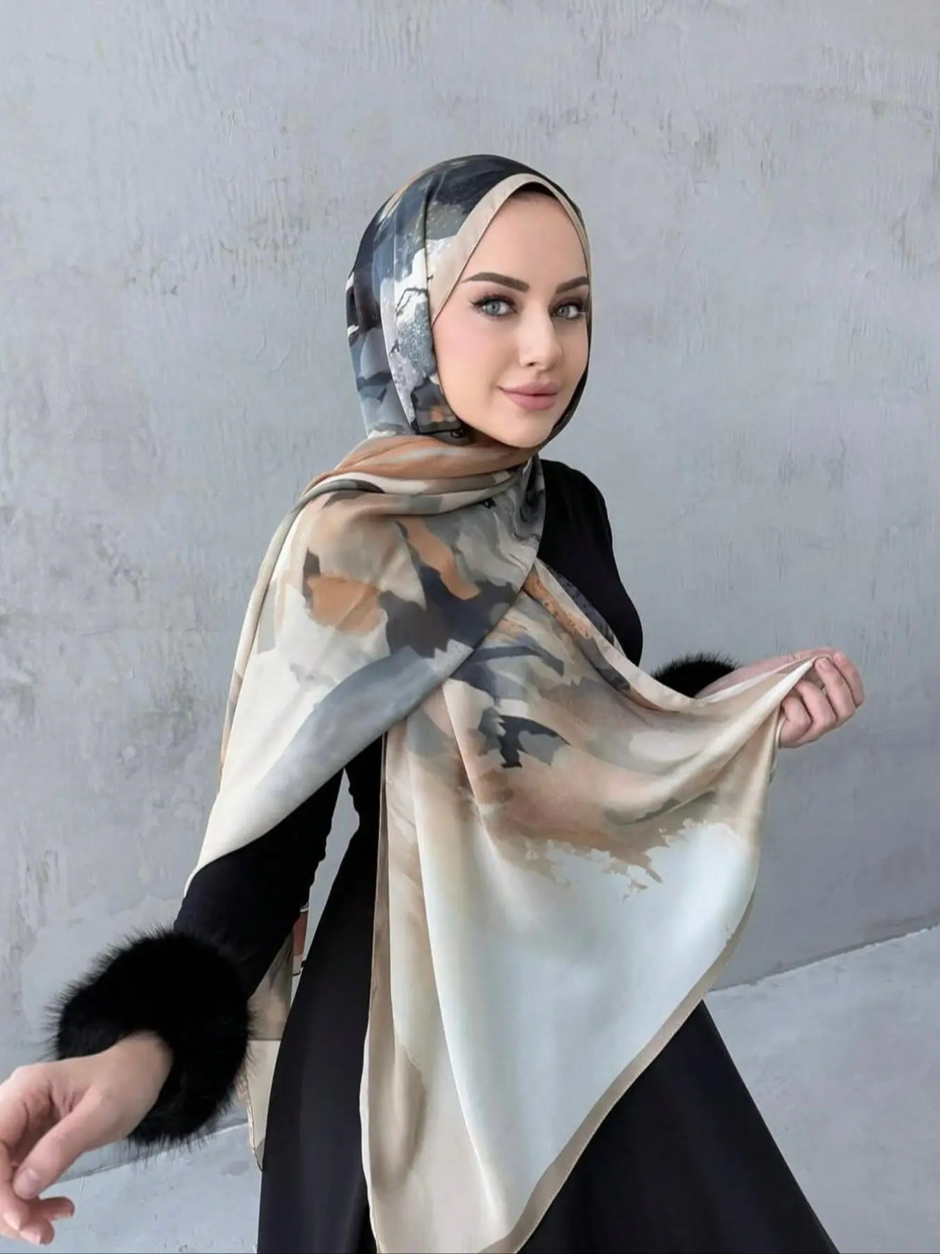 Women's Elegant Print Scarf, Fashionable Soft Lightweight Modesty Shawl Wrap for Daily Wear, Casual Versatile Head Scarf for Women & Girls, Turban Hijab, Tignon Scarf