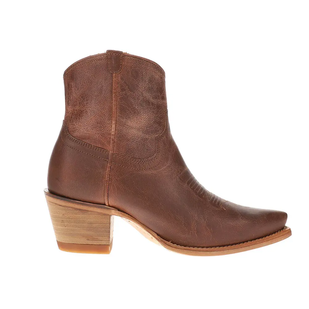 Tecovas Womens The Daisy Snip Toe Zippered  Casual Boots Ankle Mid Heel 2-3" - Brown