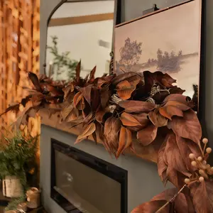 Magnolia Leaf Garland, Decorative Floral Hanging Decoration, Perfect for Home & Party Use, Elegant and Natural Look