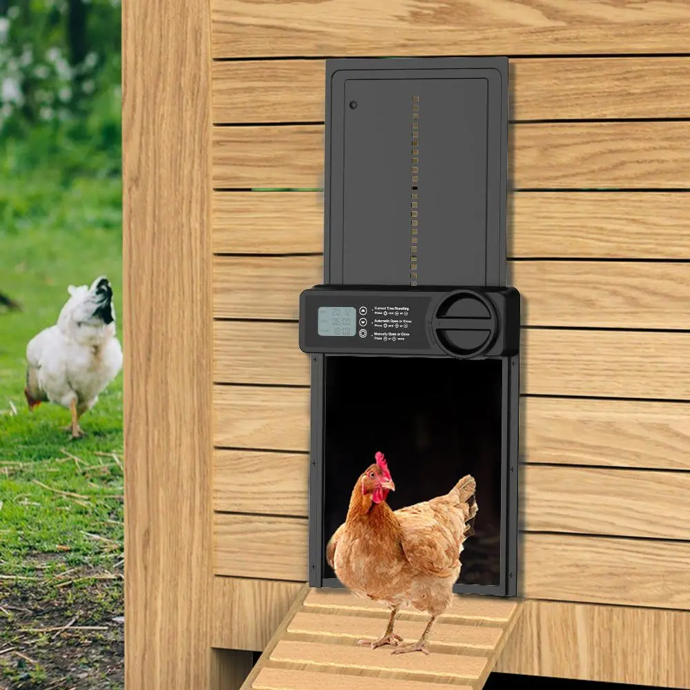 Automatic Chicken Coop Door Opener, Intelligent Electric Hen House Door Opener with Timer, Chicken Coop Accessories for Farm Animal, Chicken Coop Enclosure, Poultry Coop Accessory
