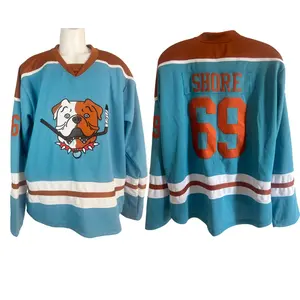 Unisex Sudbury Bulldogs 69 Shore Ice Hockey Jersey, Embroidered Sewn Letters & Numbers, Long-Sleeve Wind-Resistant Athletic Fashion Outdoor Jacket, Blue Mixed, M-3XL Sizes, Wholesale Collectible Sports Jersey