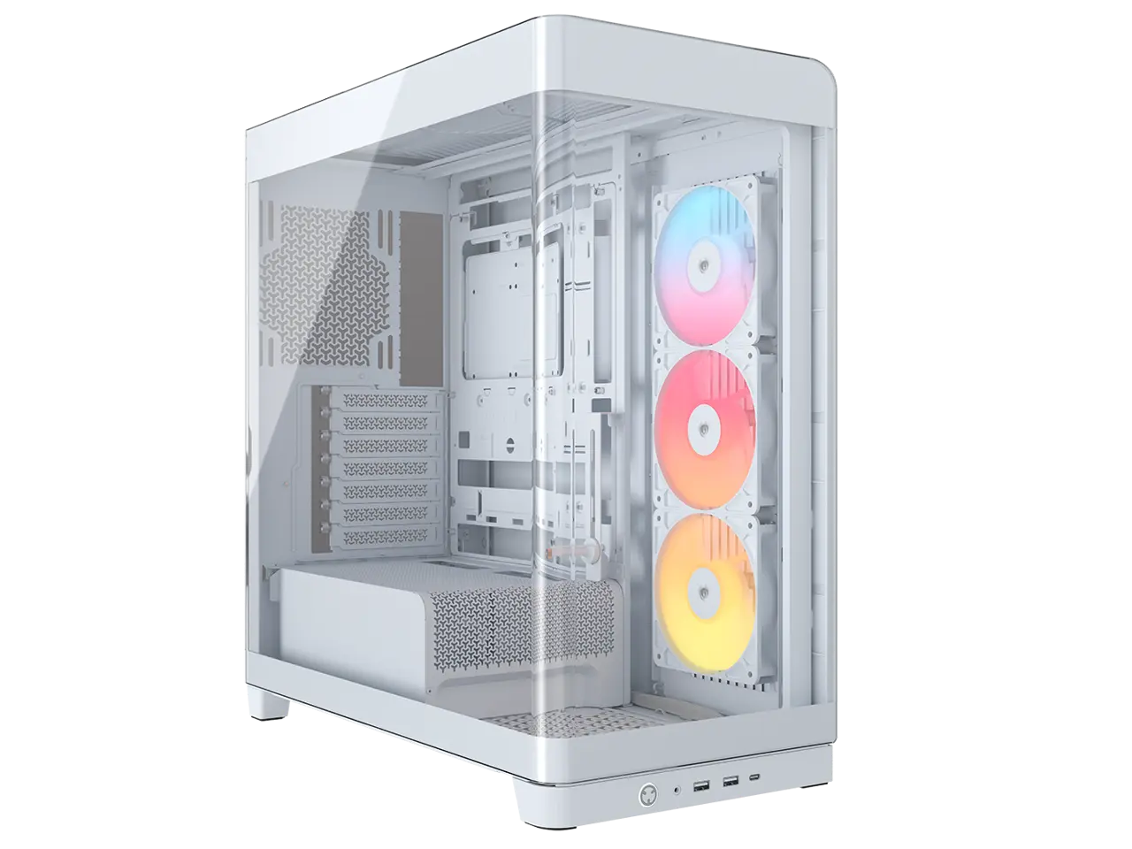 CORSAIR FRAME 4500X RS-R ARGB Panoramic Glass Mid-Tower PC Case – Panoramic Glass Exterior – InfiniRail™  Fan Mounting System – Fits Dual 360mm Radiators – ASUS BTF, MSI Project Zero, and Gigabyte Project Stealth Compatible — Reverse-rotor