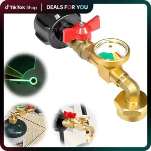 Propane Refill Adapter with Valve & Gauge, Gas Cylinder Filling Connector with Glow In The Dark Meter, Ball Valve Gas Tank Gas Connector, Gas Cylinder Accessories, dealsforyoudays gas cylinder