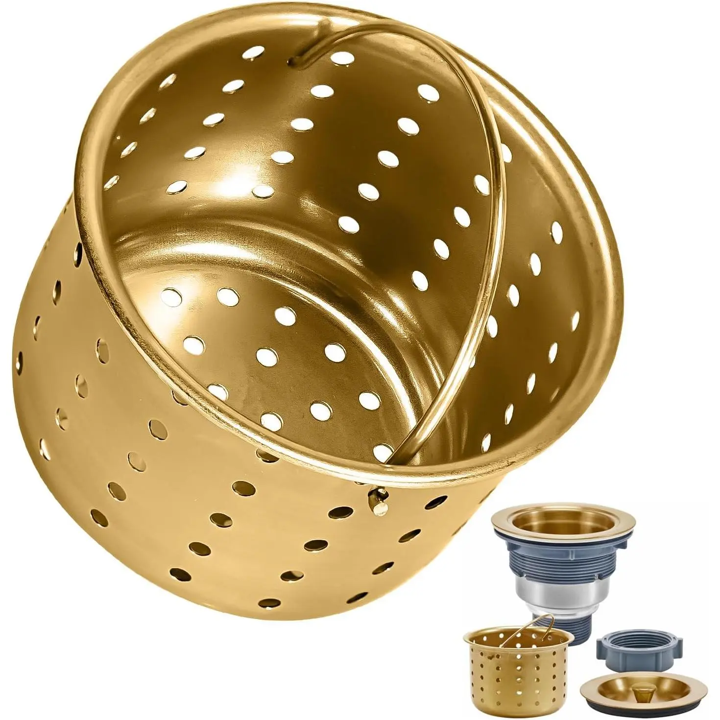 Deep Sink Strainer Basket - Fits Standard 3-1/2" Kitchen Drains -  Stainless Steel Removable Strainer with 30 Disposable Mesh Bags - Makes Cleaning  Debris Quick & Easy