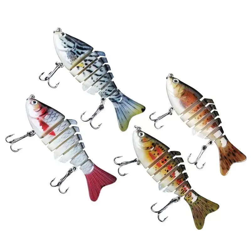 7-Segment Jointed Swimbait Fishing Lure, 2/4-Pack Slow-Sinking Hard Lure with Rattle for Freshwater, Saltwater