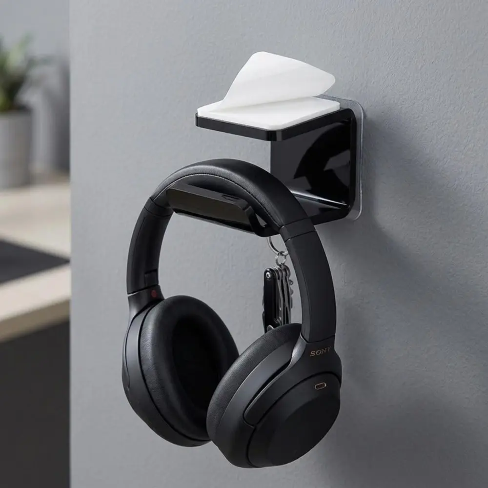 Universal Anti-Slip Headset Wall Mount Hook, Adhesive No Drill Wall Hook Hanger: Space-Saving Durable Holder for Gaming Headsets, VR Gear, Bluetooth Earphones. Perfect for Gaming Desk, Studio, Nursery - Scratch-Resistant, Secure, Minimalist Design.