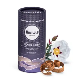 Humble Brands Rockrose & Cedar Aluminum-Free Deodorant - Plastic Free, Long Lasting, Rich Wood Scent 2.65oz (75g)