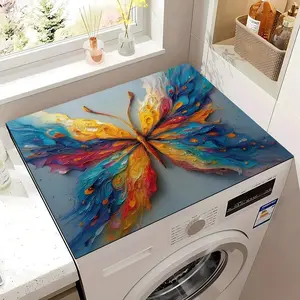 1pc Washing Machine Cover Versatile Fit Sun Protection Pad, Colorful Butterfly Pattern, Home Use Drum Washer Protector, Durable & Stylish Design