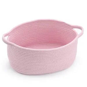 【Free Ship】Pink Basket – Cute Basket for Girl Women, Perfect for Valentines Day, Baby Shower, Birthdays – Empty Basket for Gifts, Burr, Storage, Nursery, 13 x 8 x 6 inches
