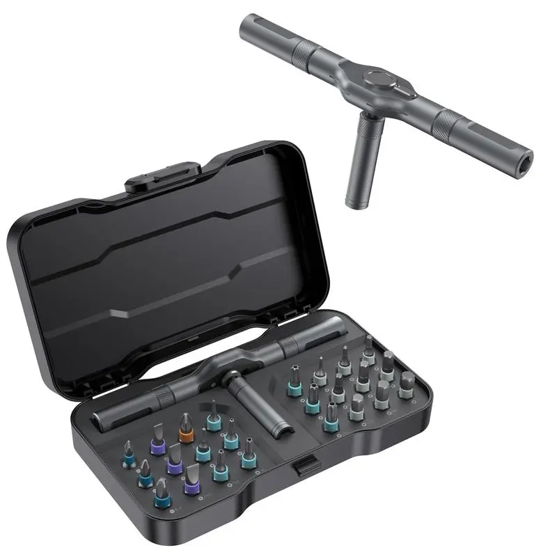 SEESE 24 In 1 Magnetic Screwdriver Set, S2 Professional Steel Screw Bits, Precision Ratchet Screwdriver Drill Bit Set, Household Repair Tool Kit