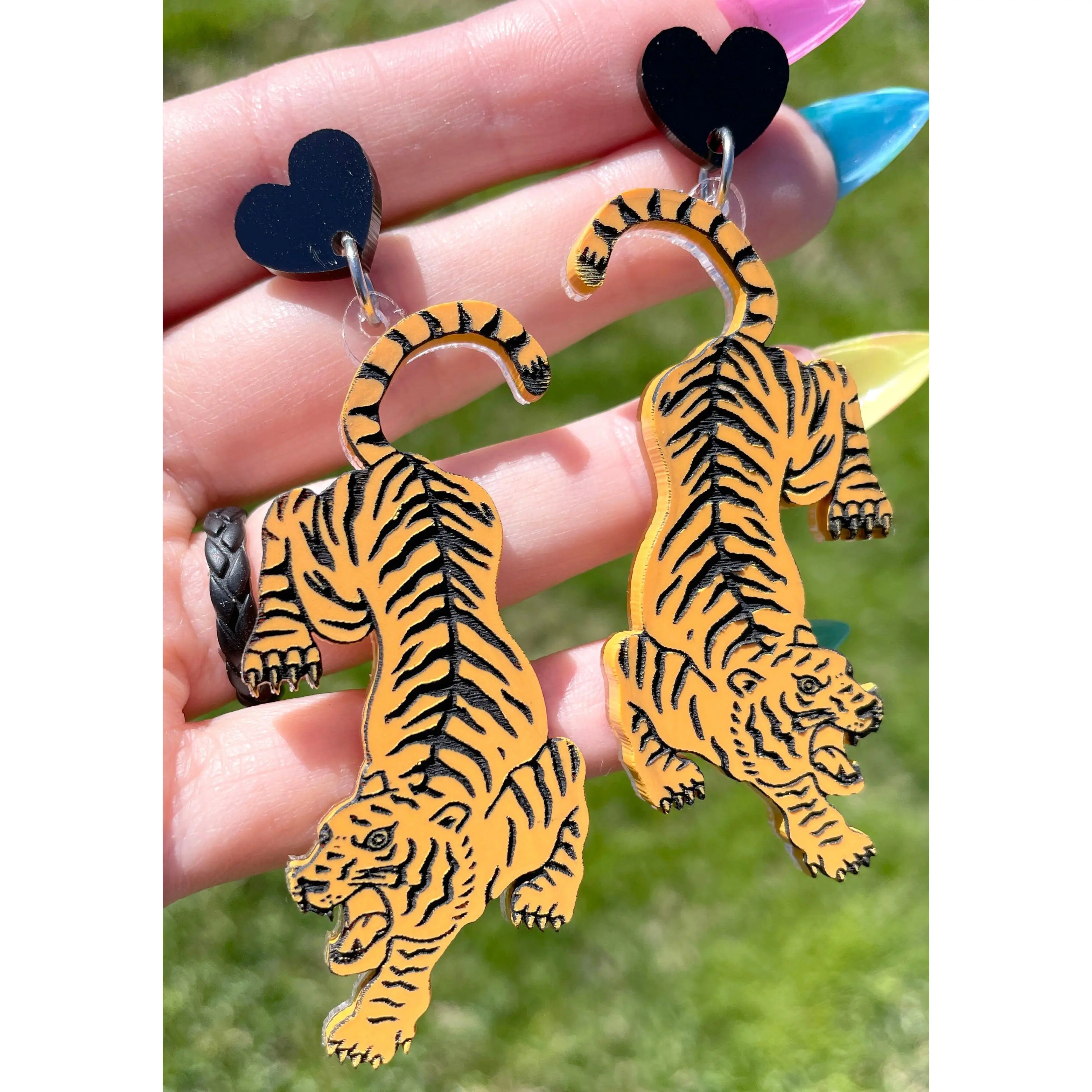 Orange Tiger Earrings