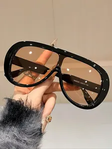 Fashionable One-Piece Large Frame Glasses, Perfect for Beach Vacations, Travel, Daily Driving Use, Unique Style Eyewear, Square Frame Sunglasses