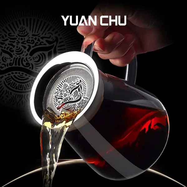 HeYiHu Traditional Chinese Pattern 22oz Glass Teapot with 304 Stainless Infuser, Stovetop-Safe Double-Wall Insulated Tea Maker, Patented Lid-Free Pour & No-Drip Design, Lightweight 280g Dishwasher Safe Gift for Tea Lovers (Lion/Horse/Coin Pattern), Perfec