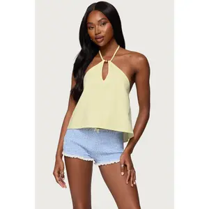 Oliviana Linen Look Halter Top