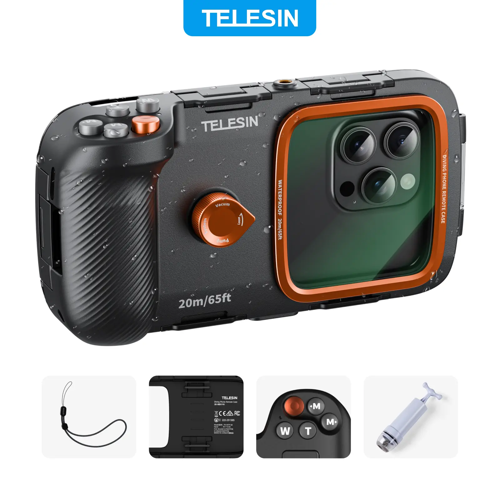 TELESIN Waterproof Phone Case for Diving, Snorkeling, Swimming – Universal Underwater Housing for iPhone 17, Samsung and Most Phones, Bluetooth Remote & Zoom, Grip Handle, Photo Video Shooting for Vlog, Travel, Beach, Adventure