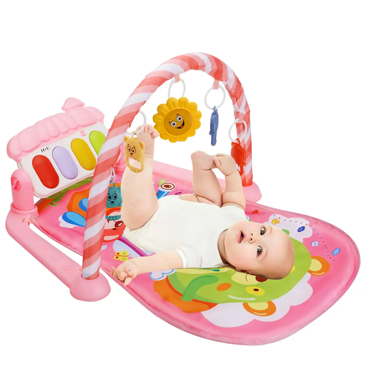 COMOMY Baby Play Mat, Activity Gym Play Mat Center with Musical Play Piano and Hanging Rattles Toys, for Infants 0-12 Months, Pink, Mother's Day Gift, dealsforyou, summerwins, restock, dealsforyoudays, DFYD