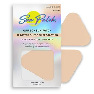 Sun Patch Hand & Cheek UV Protection UPF 50+ Sun Patch Targeted Outdoor Protection Blocks 98% UVA UVB Rays Waterproof Hypoallergenic Reusable Latex-Free Zinc Oxide Silicone