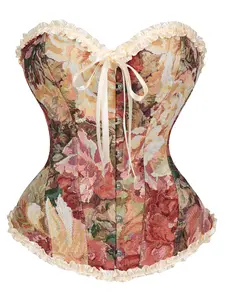 [Royal Look Corset] New Style Apricot Blossom Lace Body-Shaping Corset for Women, Designed for a Royal Look