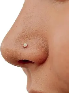 REAL 14K Solid Gold Opal Nose Stud | 20G Hypoallergenic Minimalist Piercing