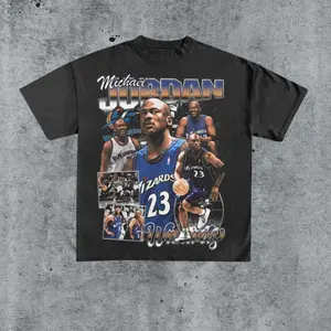 Vintage 90s MICHAEL JORDAN WIZARDS Shirt Homage Retro Classic Graphic Tee Bootleg Bestseller Unisex Sport Sweatshirt Gift