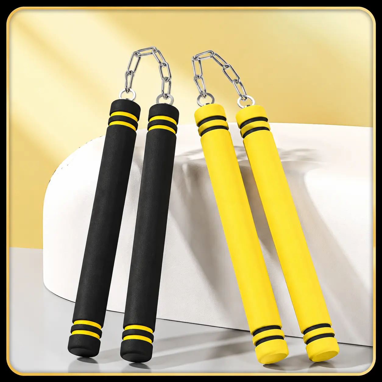 🥋 Foam Rubber Safe Training Nunchucks |   Steel Chain & Bearing System Design, Martial Arts Taekwondo Gear for Kids, Beginners & Adult Practitioners ✨