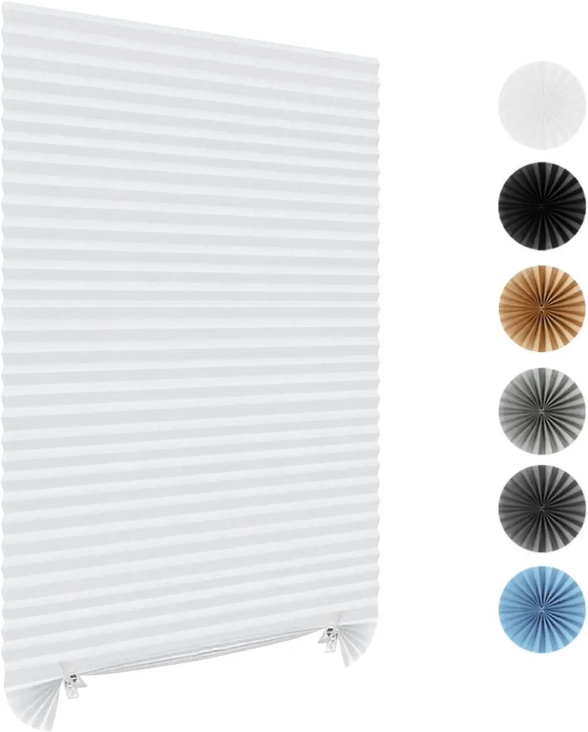 No Drill Stick on Paper Blinds for Windows (White, 35" W x 59" H)