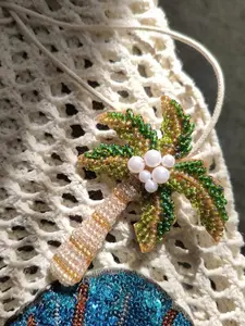 Tropical Style Beaded Palm Tree Pendant, Bohemian Style Beach Party Unisex Gift, Beaded Coconut Tree, Dynamic Design, Vacation Style Accessory, Suitable For Summer Vacation, Beach, Hanging Accessories|Bag Charm Decoration Pendant