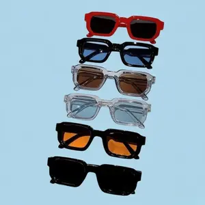 6-Pack Vintage Rectangle Frame Sunglasses for Men Women Retro Fashion UV400 Protection Luxury Design Eyewear