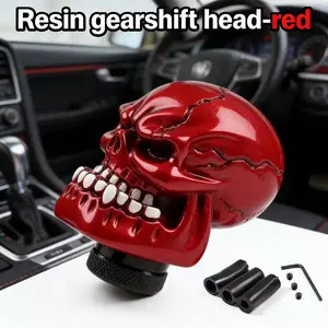 Skull Car Gear Shift Knob with 3 Adapters, Big Tooth Skull Shifter, Easy Installation, Universal for Most Manual & Automatic Cars SUV Trucks