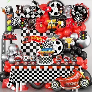 Race Car Birthday Decorations for kids, 112pcs Race Car Party Decorations Set Includes Race Car Happy Birthday Banner Balloons Cake Toppers Hanging Swirls etc Racing Car Birthday Party Decorations for kids