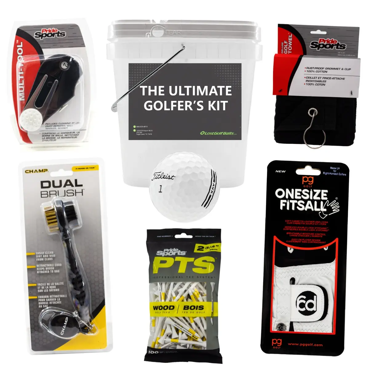 Ultimate 7-in-1 Golfer's Gift Set with 2 Dozen Pristine Titleist AVX 2024 Balls, Cabretta Leather Glove with Enhanced Grip, and 100-Pack Tees, Golfers, Low Flight, No Player Markings, Everyday Use, Soft Feel