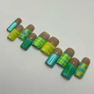 Lemon lime drip press on nails