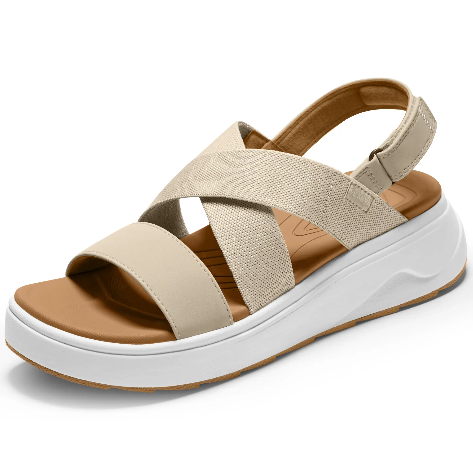 Vilanva Women's Platform Walking Sandals - Orthopedic Breathable Wedge Heel Footwear with Arch Support for Plantar Fasciitis Relief, Criss Cross Straps, Stylish Elegant Sandals for 2026 Summer Outfits, Wedge Heels Sandals, Breathable Wedges Heels