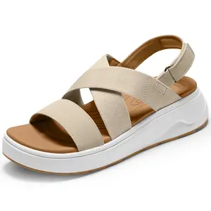 Vilanva Womens Platform Walking Sandals with Arch Support Comfortable Orthotic Wedge Sandals for Plantar Fasciitis Relief Casual Criss Cross Strappy for 2026 Summer trendy Outfits