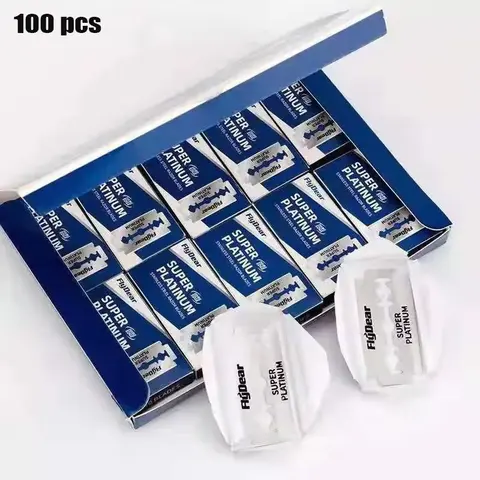 FLYDEAR 100 PCS Stainless Steel Razor Blade Set, Stainless, Double-Sided Manual Shavers for Bald Men, Compact Rust-Resistant Hairdressing Tools, Barber Blades
