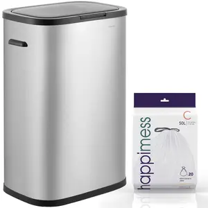 happimess Tammi Kitchen 14.5-Gallon Slim Metal Push Button Trash Can