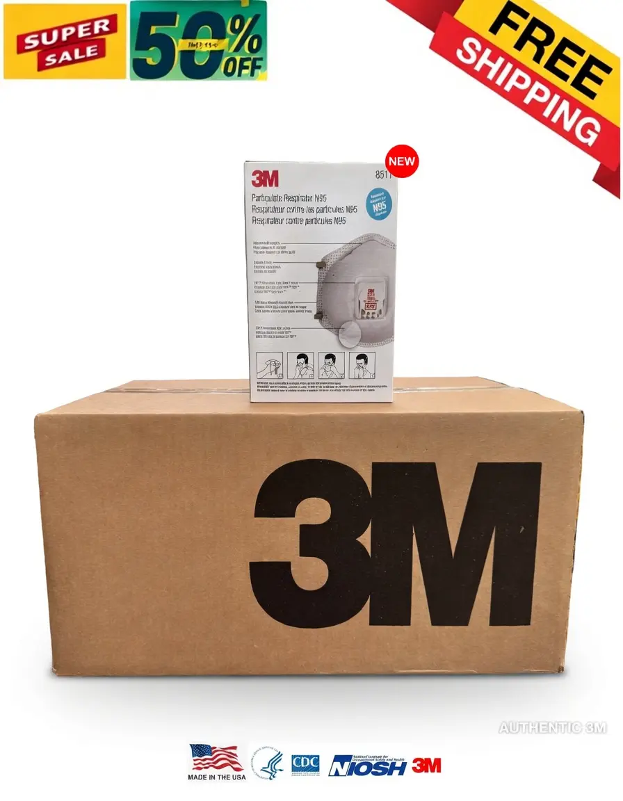 3M 8511 N95 Respirator Masks, 80 Count, NIOSH Approved with Cool Flow Valve for Dust, Sanding, Grinding & Woodworking