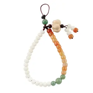 Phone Wrist Strap Chinese Style Bead Jade Wrist Lanyard Cellphone Chain Holder Hand Charm Mobile Phone Hanging