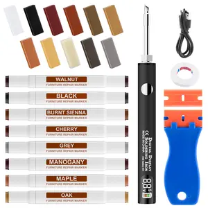 A-HEYIDA Vinyl & Laminate Repair Kit with Heat Pen, Floor & Furniture Fix Tool for Scratches, Cracks, Holes, Color Marker Set