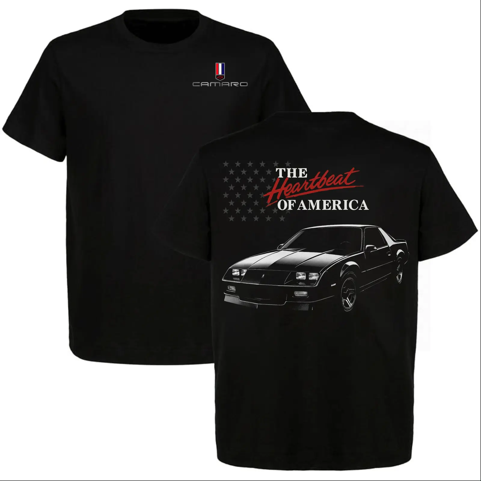 Chevrolet Camaro The Heartbeat of America T-Shirt, Classic Muscle Car Series Tee, Great for Car Enthusiasts, Full Size, Full Color
