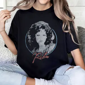 Gildan Vintage Reba McEntire Music Shirt Women's 100% US Cotton Fitted Crewneck Short Sleeve Casual Tops