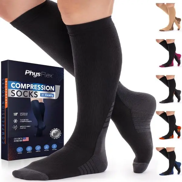 Compression Socks for Women & Men (20-30 mmHg) Support for Travel, Nurses, Pregnancy, Shin Splints, Sports and Everyday Wear