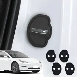 4PCS Silicone Car Door Lock Cover Protection Stickers For Tesla Model Y Model 3 2017-2023/MODEL3 Highland 2024 Model S, Universal Car Sticker, Car Accessories
