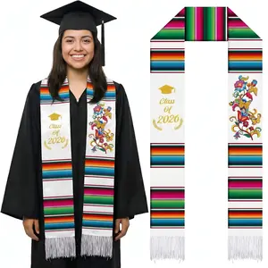 2026 Mexican Graduation Stole 72'' Serape Embroidery Graduation Sash Class of 2026 for Unisex Latino Hispanic Students Graduation Gift