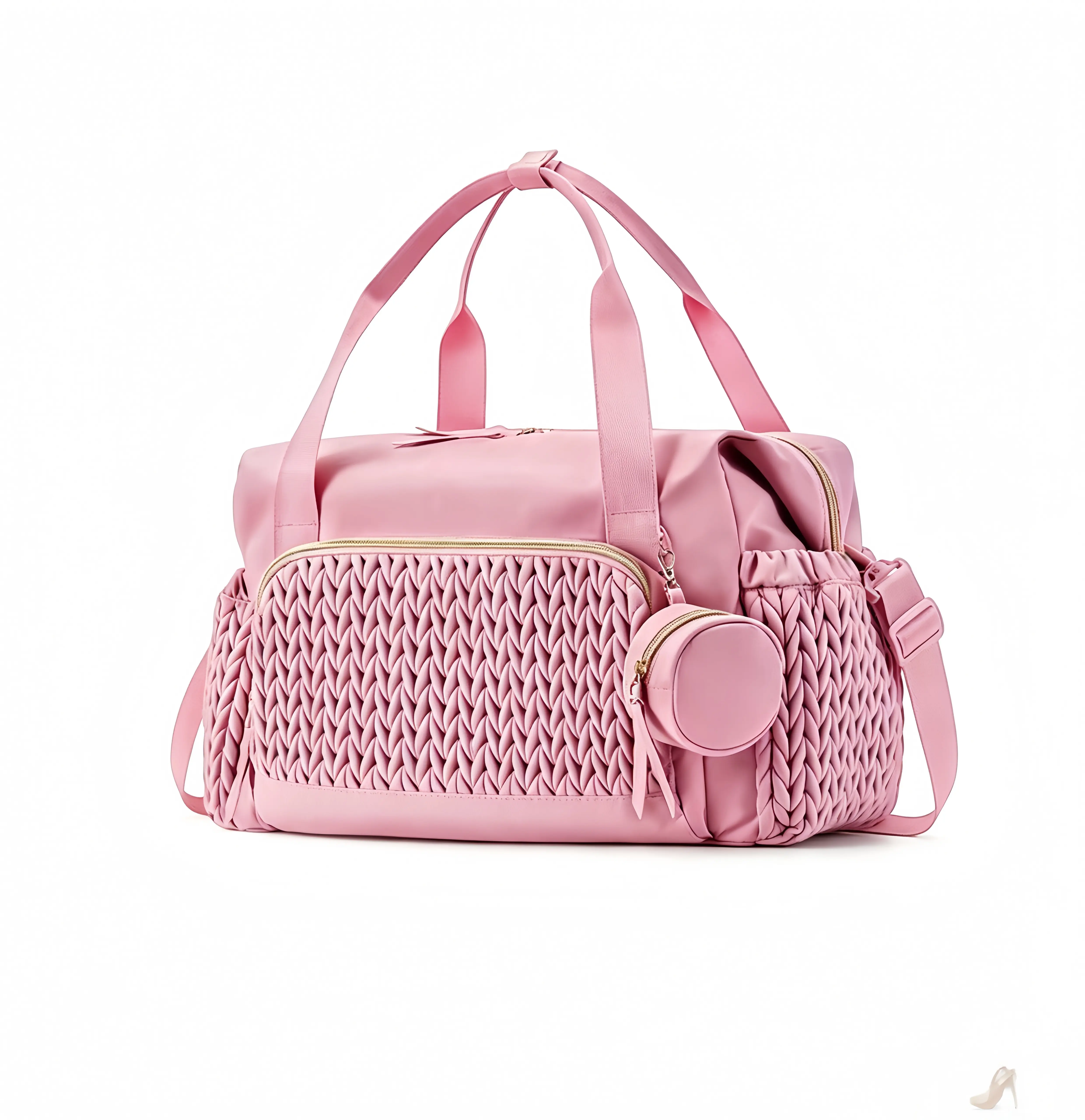 Fashionable Travel Bag, Large-capacity Practical Handbag,  Multi-Pocket Portable Weekend Travel Bag, Made Of Durable And Wear-resistant Fabric, Suitable For Travel And Gym, Stylish, Versatile, Lightweight, And Easy To Store. Diamond Grid Design